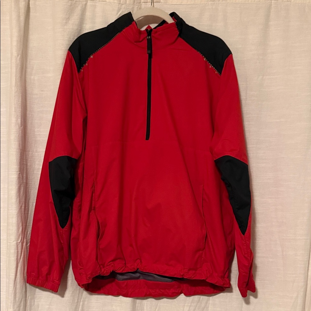Men's Under Armor Red and Black Windbreaker 3/4 Zip Jacket